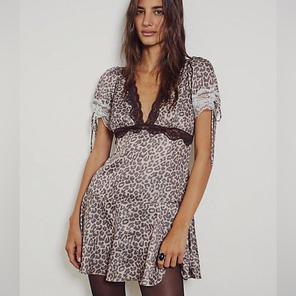 Free People Jos Mini Dress in Animal Print